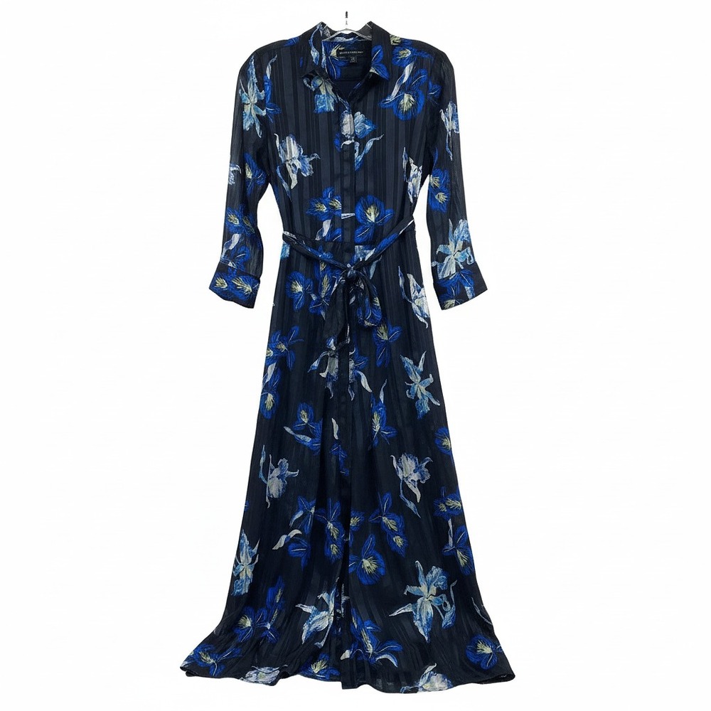 Banana Republic Blue Maxi Dress Navy Floral Button-Down | Womens 0P